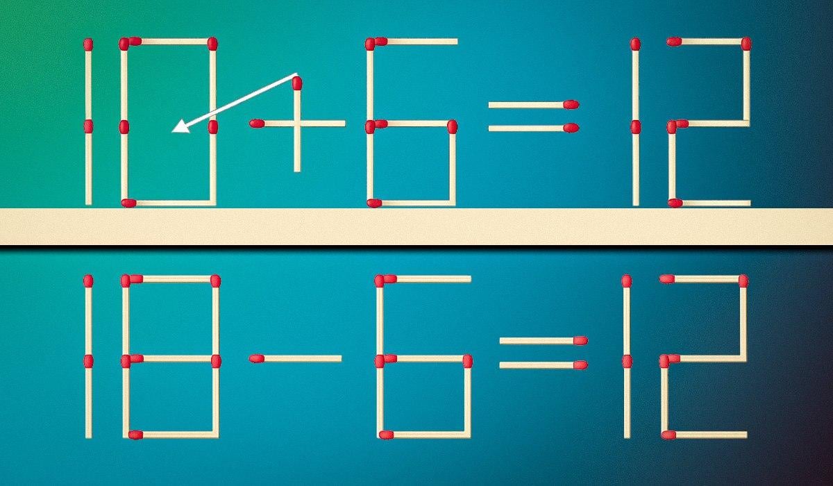Du behøver kun at trække et match for at gøre ligheden korrekt: et puslespil for genier