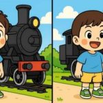 IQ-test: Find 3 forskelle i billedet af en dreng i nærheden af et damptog på 29 sek. IQ-test: Find 3 forskelle i billedet af en dreng i