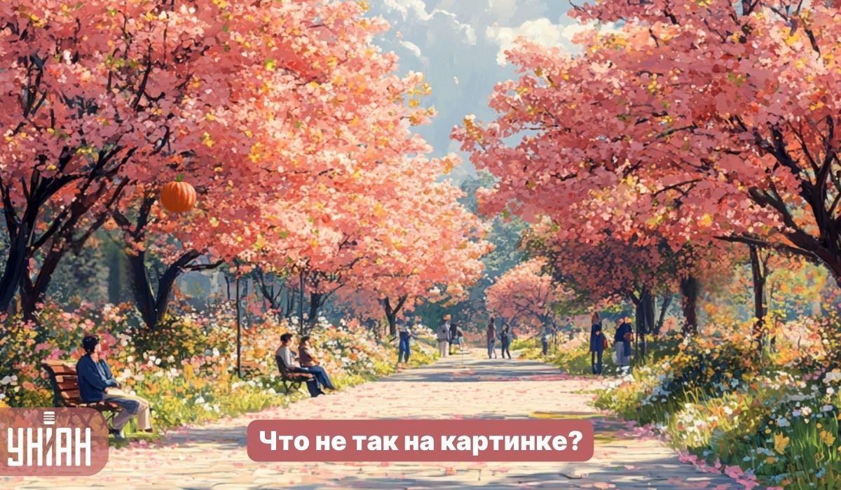 Find et mærkeligt insekt i en park med sakura-træer på 5 sekunder: en simpel IQ-test