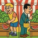 IQ-test: Find 3 forskelle i et billede af en mand med en vandmelon på 27 sek. IQ-test: Find 3 forskelle i et billede af en mand